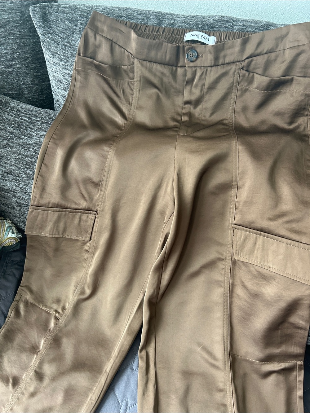 Nine West Brown Wide-Leg Cargo Trousers